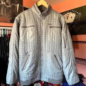 XL Pelle‎ Pelle Marc Buchanan quilted silver Y2K zip up jacket